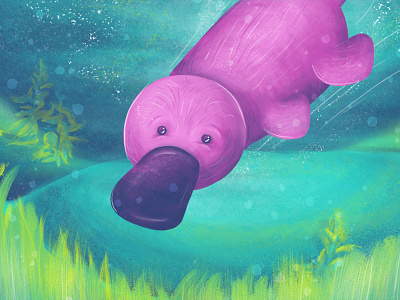 Happy Platypus character childrens art childrens book childrens illustration digital painting kids literature painting platypus underwater