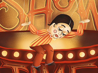 Show Time digital painting illustration kids art puppet stage