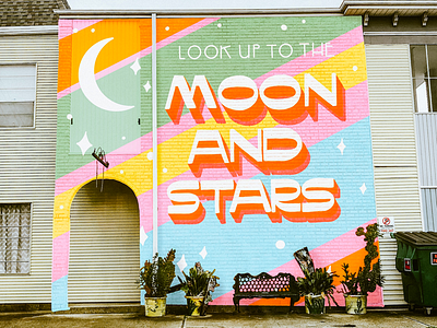 Moon and Stars Mural astronomy moon stars mural