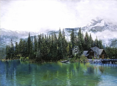 Emerald lake art artist artwork concept art contemporary art contemporaryart contemporaryillustration design oil on canvas oil paint oil painting paint painting