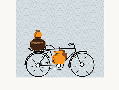 Cycle and traditional matka design illustration