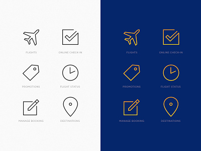 SIA icon set airline design flights icons outlined set visual language