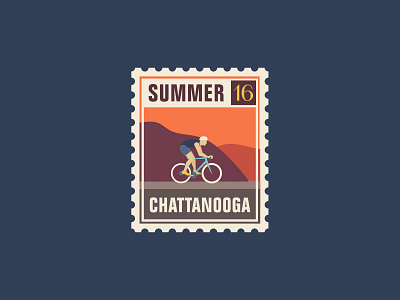 Lookout Cyclist blue cycling logo mountains orange stamp summer typography