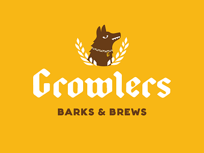 Growlers beer blackletter branding brewery dog growler logo pub typography