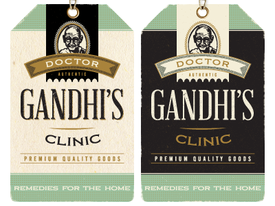 Gandhi color design hang tag logo retro texture vintage