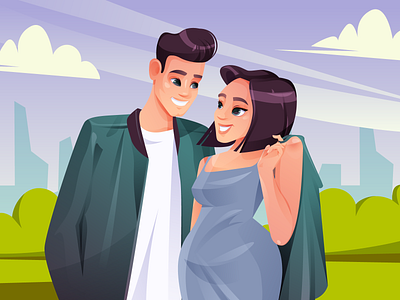 Love couple cartoon character design characters design illustration illustrator vector