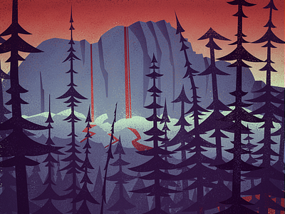 A break in the trees canadian artist digital art graphic design landscape mountains nature outdoors retro vintage