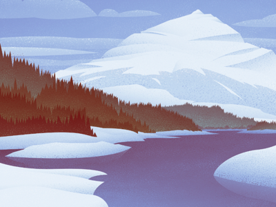 Winter on Three Isle Lake #2 canadian artist digital art graphic design landscape mountains nature outdoors retro vintage