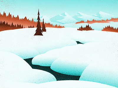 Winter Creek canadian artist digital art graphic design landscape mountains nature outdoors retro vintage