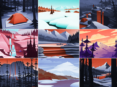 Top Nine 2020 canadian artist digital art graphic design landscape mountains nature outdoors retro vintage