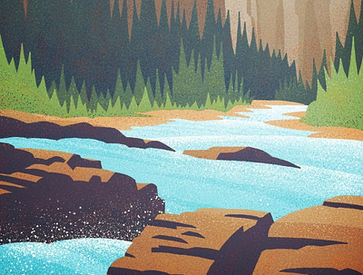 Vintage Ribbon Creek #1 canadian artist graphic design hiking illustration mountains outdoors retro river vector vintage yeg