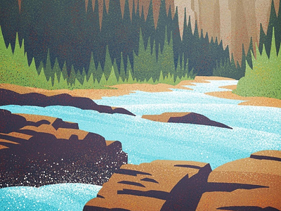 Vintage Ribbon Creek #1 canadian artist graphic design hiking illustration mountains outdoors retro river vector vintage yeg