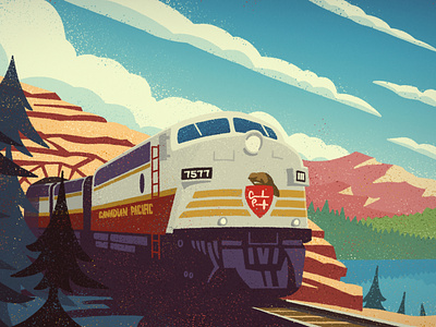 Vintage CP Rail Train canadian artist illustration mountains outdoors railway retro train transportation vintage yeg
