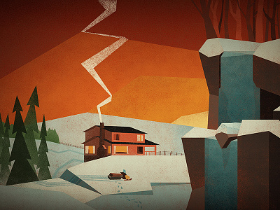 Winter Sunset v2 abstract digital illustration edmonton alberta landscape lowpoly outdoors retro rural yeg