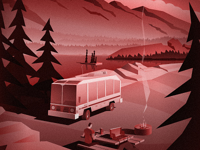 Escape the city abstract adventure affinity designer camper graphic design illustration lowpoly nature outdoors retro vector vintage