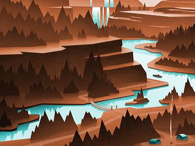 Exploring upstream abstract camping canadian artist explore hiking illustration landscape mountains nature outdoors retro yeg