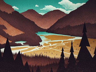 Kinney Lake, Berg Lake Trail affinity designer backpacking canadian artist explore illustration nature outdoors retro vintage
