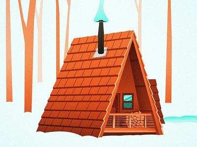 Cabin in the woods canadian artist landscape nature outdoors retro vector vintage yeg