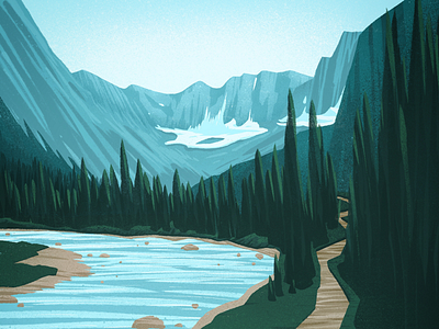 Another mile, mile-and-a-half canadian artist digital art illustration landscape mountains nature outdoors scenery stylized