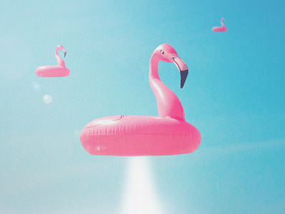 Attack of the Flamingo Tubes 👽👙 alien blue digital digitalart flamingo pink space ufo