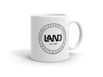 LAND Mug badge land logo mug typography white mug