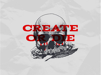 CREATE OR DIE black blood create pen red skull