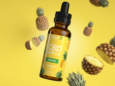 SELFe CBD Pineapple Packaging cbd cbd oil fruit fun label packagedesign packaging pineapple splash yellow