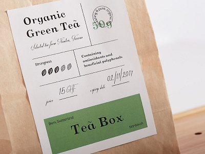 Packaging Design for Tea Box green handwritten label logo packaging stamp system tea typography