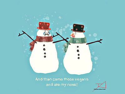 Vegan eaters art comics eaters illustration premudratina snow snowman vegan vegans winter