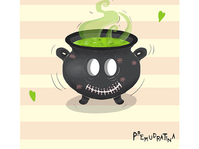 Witch pot art halloween illustration premudratina witch witches