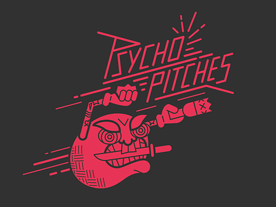 Psycho Pitches Kickball hand drawn illustration kickball lettering mono weight sharpie sports tshirt