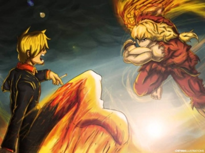 Sanji v Ken gaming illustration onepiece streetfighter