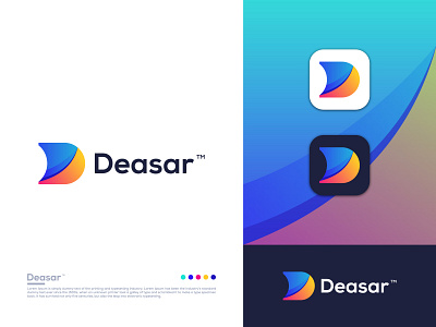 D Letter Logo Mark for Deasar app icon brand identity branding clean colorful combination mark concept creative d letter gradient letter logo logo logo design logo designer logo maker modern unique