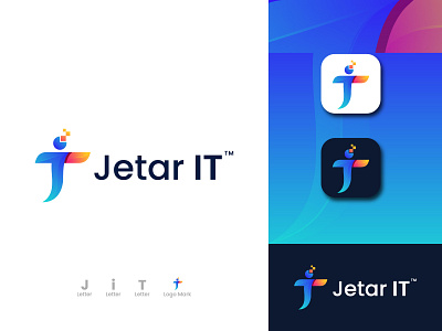 J plus I and T Letter Combination Logo Mark For Jetar IT