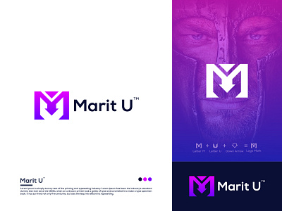 M Plus Negative Space U Letter and Arrow Logo Mark For Marit U