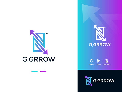 G letter and arrow combination logo mark for G Grrow arrow brand identity design branding colorful combination mark company creative design g letter letter mark logo logo design unique