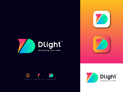 Letter D Lighting Company Modern Logo Design app icon logo brand guidelines brand logo brand style guide business logo creative custom logo diamond style energy geometric letter d lighting lighting company logo design logo maker modern logo power unique