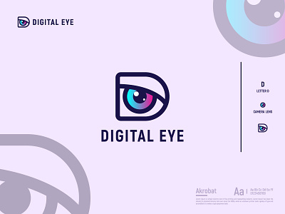 Letter D, Media, Eye, Eye Solutions, Camera Lens, Logo Design