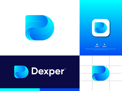 D and P Letter modern logo appicon brand identity design brand logo branding business logo company creative d gradient illustration letter d letter mark letter p logo design media media brand modern modern d modern p unique