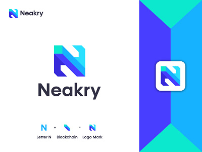 Letter N blockchain business logo design