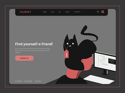 yourpet - shop pet cat clean color dark mode design dog illustration illustrator landing page pet trend ui ux web website