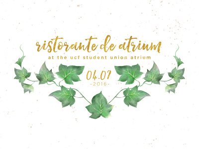 Ristorante gold leaf italian ivy leaves metallic script texture ucf vines watercolor