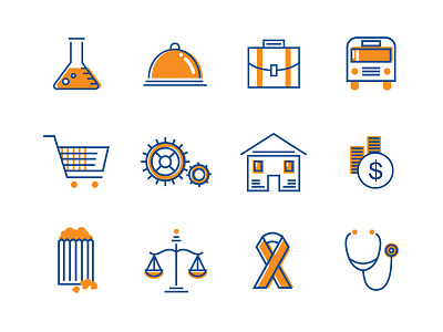 Industry Icons hospitality icon icon design icons legal medical science vector web icons