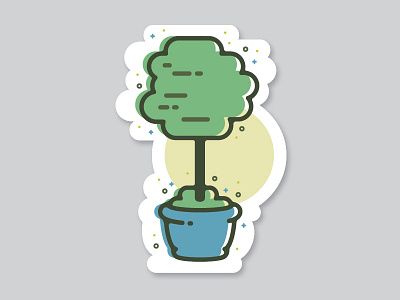 Utopiary doodle illustration plant potted plant sticker topiary vector