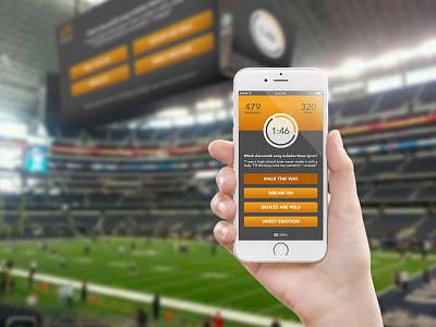 Trivia Time! app development event interaction mobile mobile app mockup stadium trivia ui