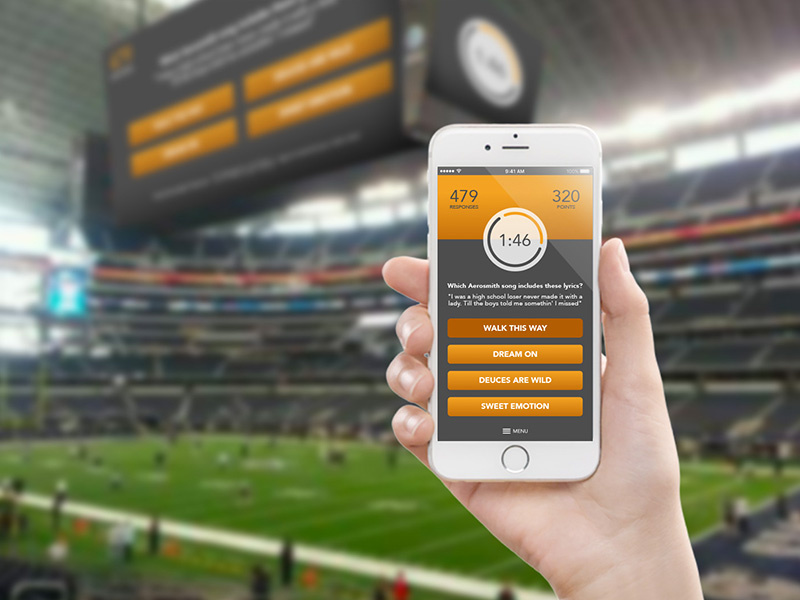 Trivia Time! interaction app development mobile ui mockup event stadium trivia mobile app