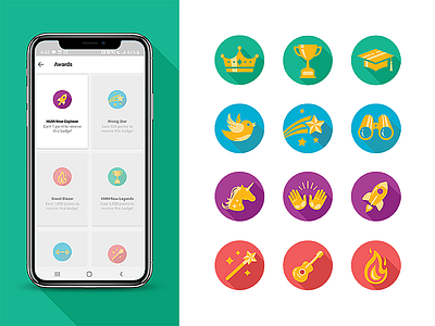 HMH Now Icons app badge badges icon icon set icons illustration mobile mobile app ui vector vector illustration