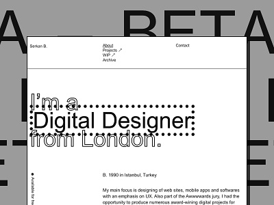 Personal portfolio — BETA branding brutalist design flat lettering portfolio type typography ui ux web works