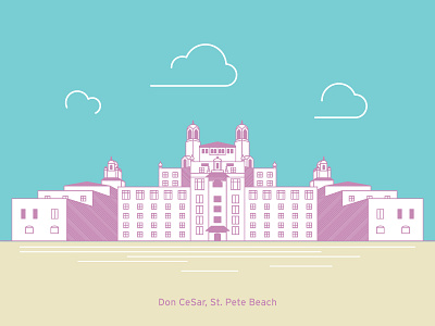 Don CeSar, St. Pete Beach architecture beach buiding design don cesar graphic pink palace vector