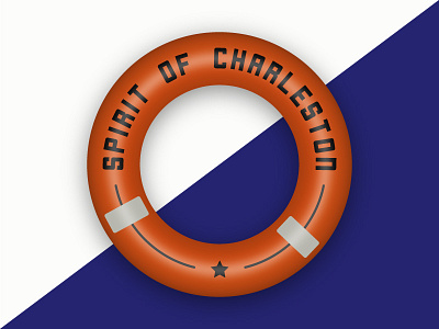 Spirit of Charleston art blue boats charleston design graphics illustration life preserver palmetto quick draw vector white